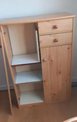 meuble avec étagères et tiroirs