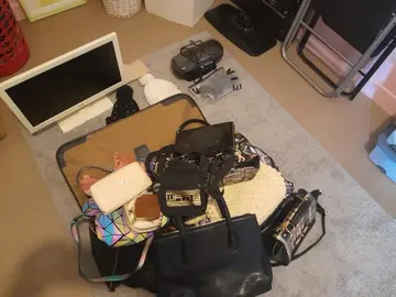 bonnet sac à main valise porte feuille appareil à bigoudis chauffant petite télé