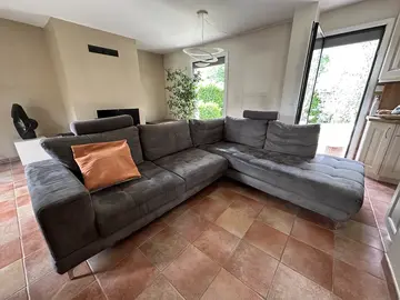 Canapé angle alcantara gris