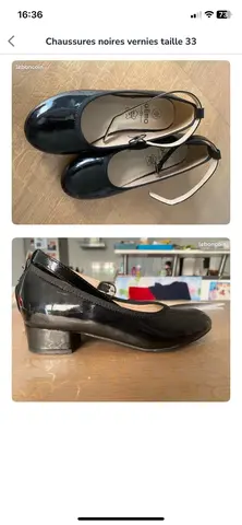 chaussures noires, vernis, taille 33