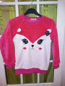 Pull Rose et Blanc Peluche taille 14
