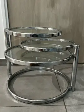 table basse gigogne acier et verre