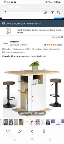 donne table ilot 80x110