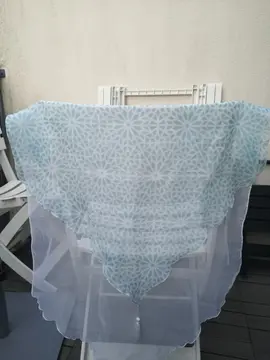 Paire de voilages double en pointe blanc et vert d’eau