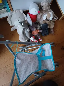 donne poussette et lot peluches