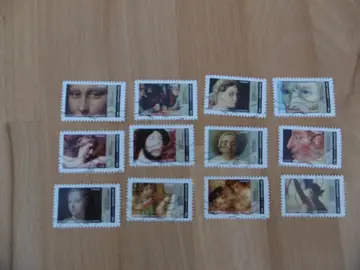 Série 12 timbres Chefs d'œuvre de l'art 2022