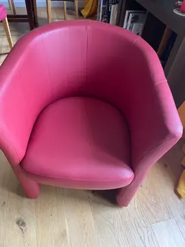 fauteuil, cabriolet, similicuir, rouge