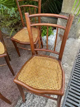 4 chaises en bois assise en rotin