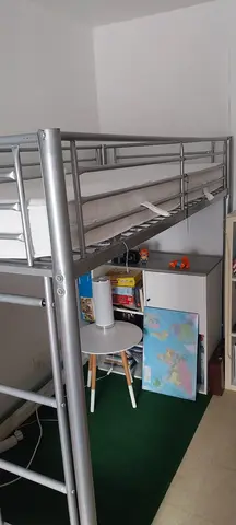 lit mezzanine enfant gris métallisé