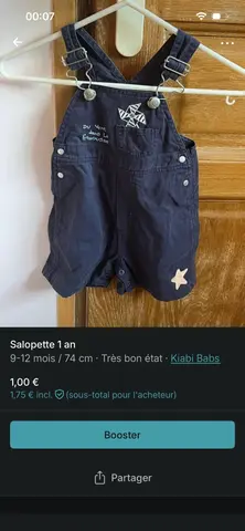 Salopette 1 an