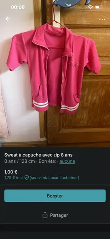 Sweat à capuche et zip 8 ans