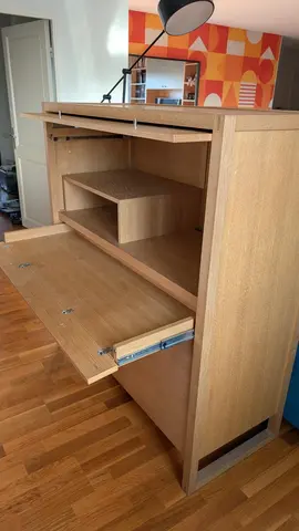 Superbe secrétaire/bureau en bois massif (chêne clair)