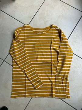 tee shirt manches longues taille M rayé blanc/moutarde