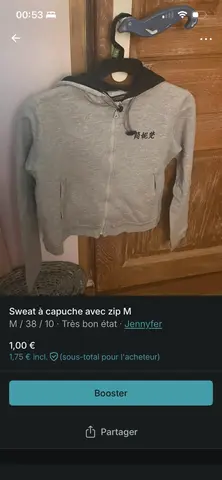 Sweat à capuche avec zip M