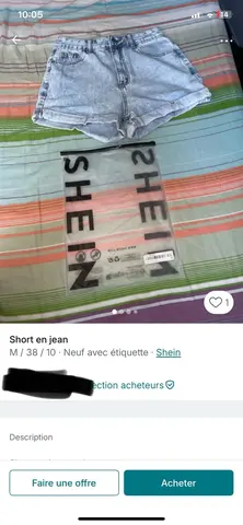 short neuf taille 38
