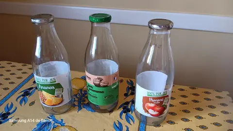 Lot de 3 bouteilles vides en verre d'1 litre