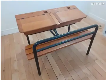 Bureau écolier deux places avec banc
