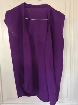 CARDIGAN SANS MANCHE VIOLET ACRYLIQUE TAILLE ENVIRON 38