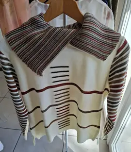 Pull femme blanc motifs lurex