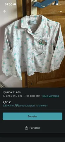 Pyjama 10 ans 2 pièces