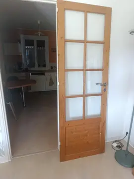 porte vitrée sapin 2.10 m x 0,73 m ep. 0,32 m