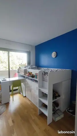 Lit combiné rangements et bureau