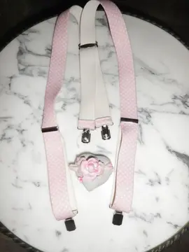Bretelles rose à pois blanc