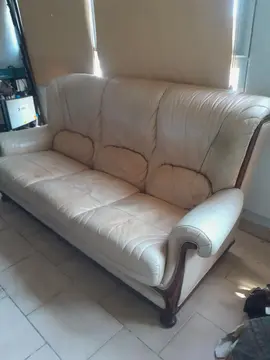 canapé cuir/bois