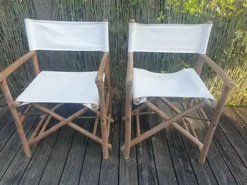 2 fauteuils en bambou et tissu