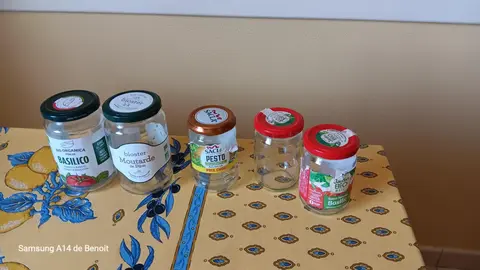 Bocaux de 350 g, 200 g et 190 g vides en verre