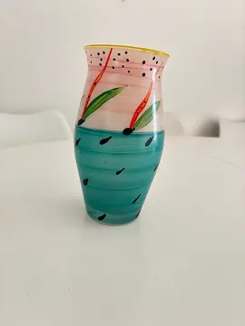 vase verre peint
