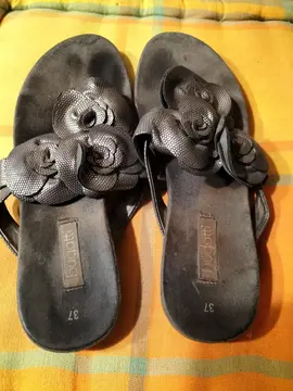 sandales fleurs cuir taille 37