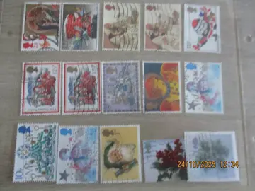 15 timbres oblitérés - Grande Bretagne - Noël