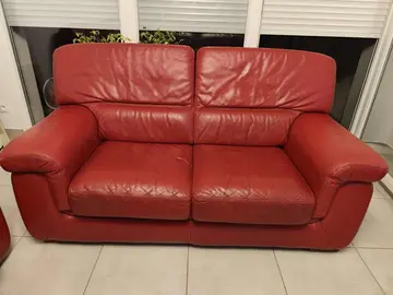 canapé cuir de buffle rouge