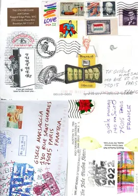 MAIL ART enveloppes timbrées
