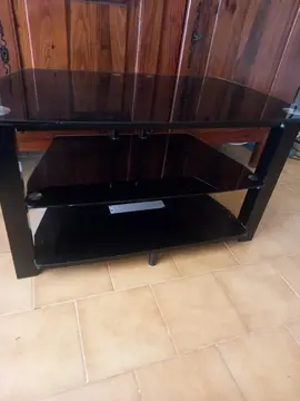 donne table TV vintage en verre