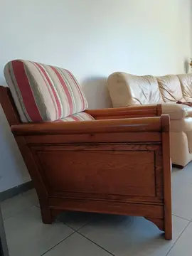 fauteuil en chêne et tissu