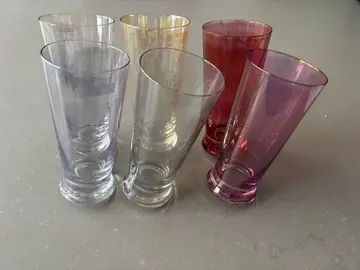 lot 6 verres culbuto multicolores