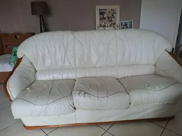 canape cuir beige clair