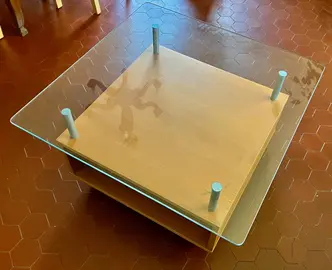 Table basse roulante Ikea bois et verre
