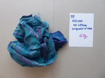 S3 Tissu viscose 45 x 74 cm Turquoise et rose