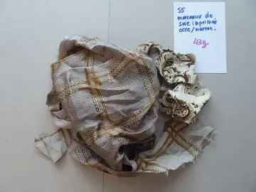 S5 Morceaux de soie imprimée ocre marron