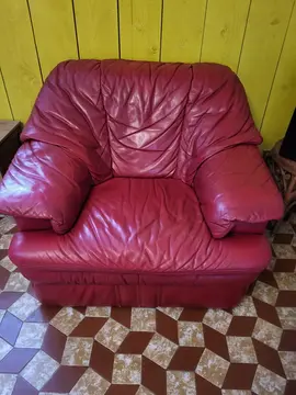 Fauteuil en cuir rouge