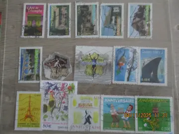 15 timbres oblitérés France 2003
