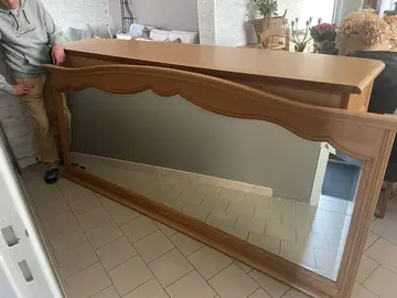 Miroir 250 x 100 cadre bois de chêne