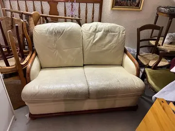 canapé cuir - fixe. 2 places