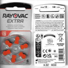 20 Piles pour aides auditives RAYOVAC Extra 1.45 V