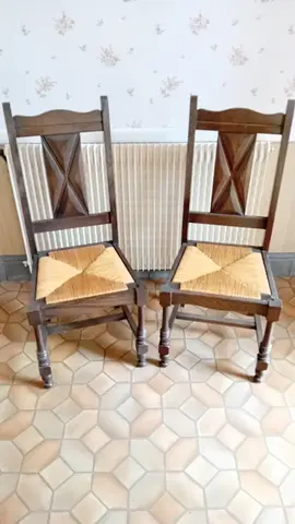 6 chaises rustique bois et paille bon état