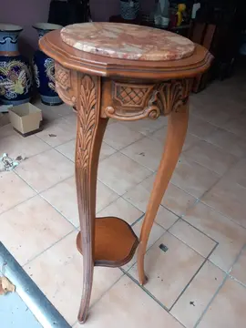 sellette marbre et merisier