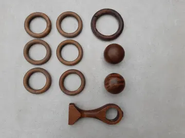 lot d'anneaux, support et embouts en bois